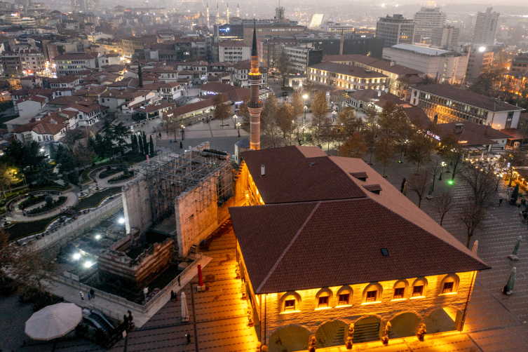 Hacı Bayram-ı Veli Camii dronla görüntülendi