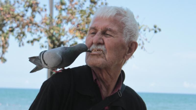 Ağzıyla günde 500 güvercini besliyor