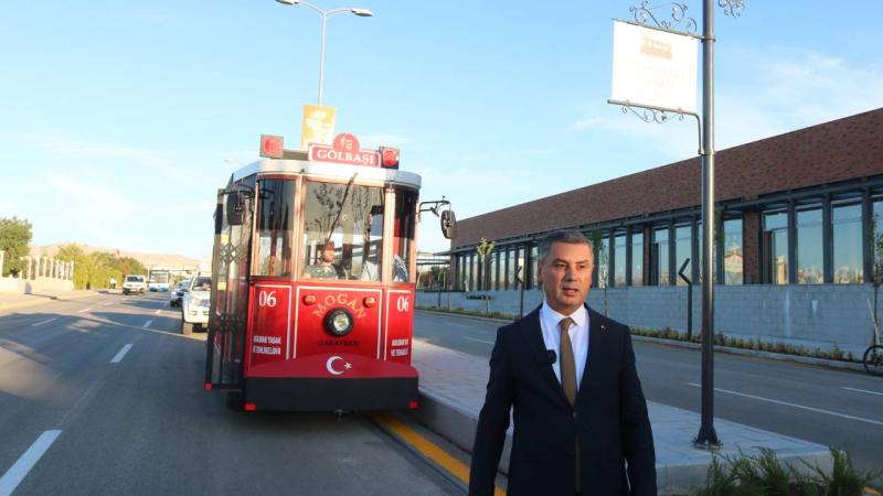 Gölbaşı’nda nostaljik tramvayın test sürüşü yapıldı