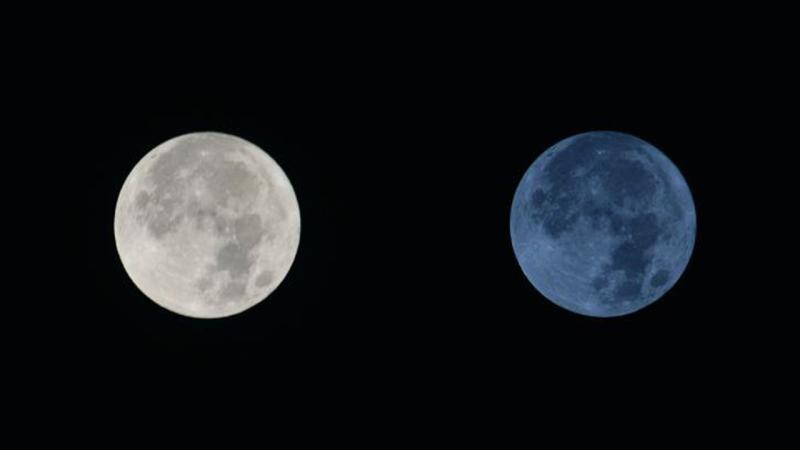 Antalya’da Ay’ın rengi, 1 dakikada griden maviye dönüştü