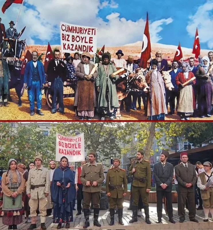 100 yıllık sembol fotoğraf sahnede canlandırıldı