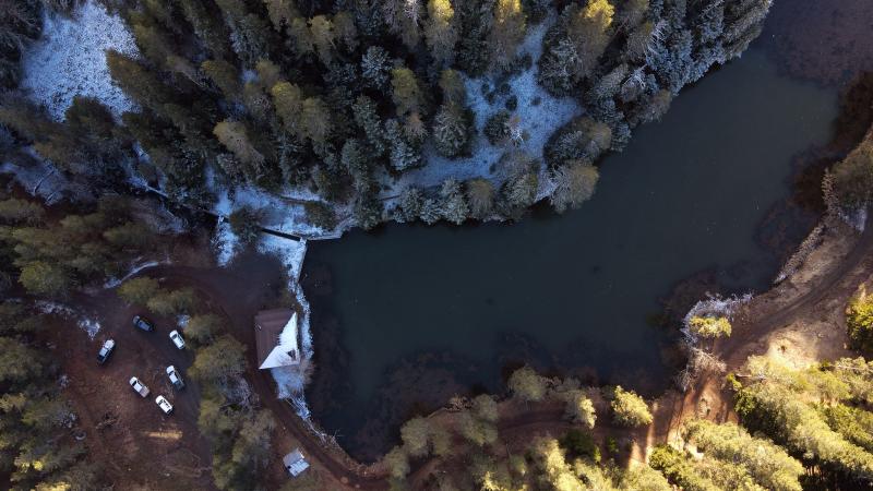 Donan Yeşil Göl dronla görüntülendi