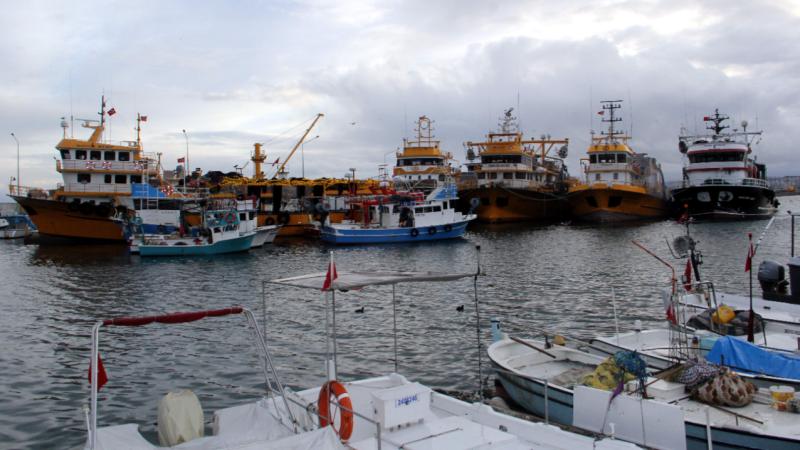 Sinop’ta balıkçılar ve yük gemileri fırtına nedeniyle doğal limana sığındı