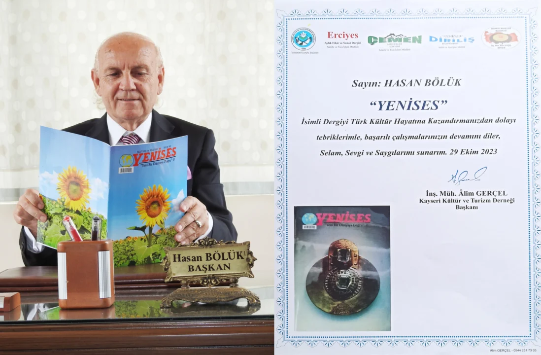 Başkan Hasan Bölük Bey’e, İnş. Müh. Âlim Gerçel’den Türk Kültürüne ve Basına Hizmet Takdir Belgesi(Özel Haber)