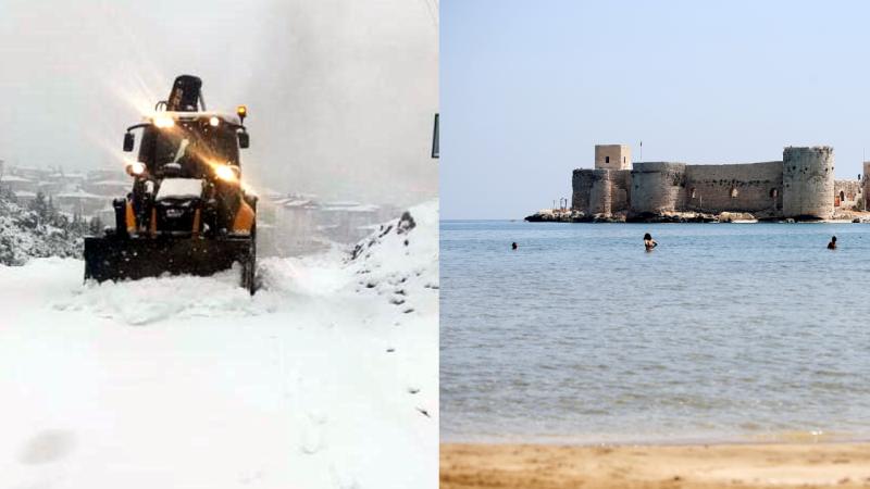 Mersin’in bir tarafı kış, bir tarafı yaz mevsimi yaşıyor