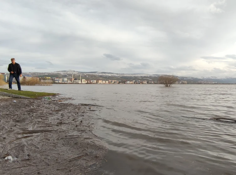 Ardahan’da Kura Nehri taştı, ovalar göle döndü