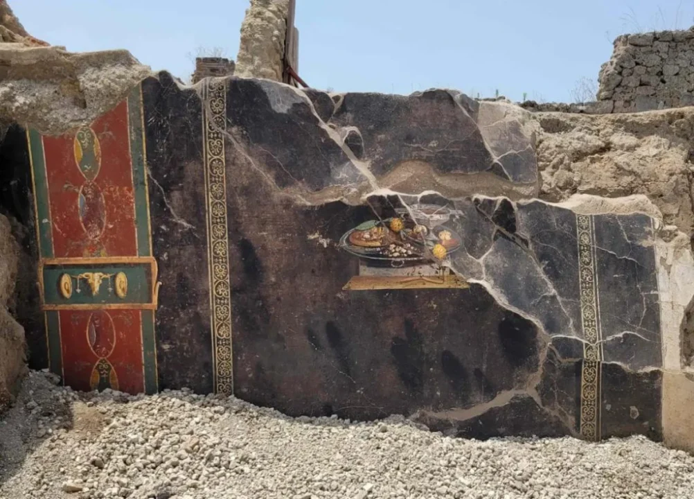 Pompeii Bölgesi Ix’in yeni kazılarında keşfedilen natürmort freski