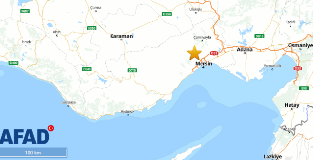 Mersin’de 3,9 büyüklüğünde deprem meydana geldi