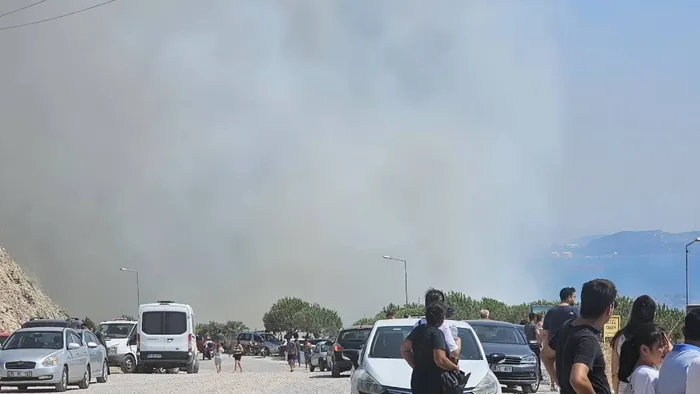 İzmir Dikili’de orman yangını… Bir site tahliye edildi, karayolu trafiğe kapatıldı