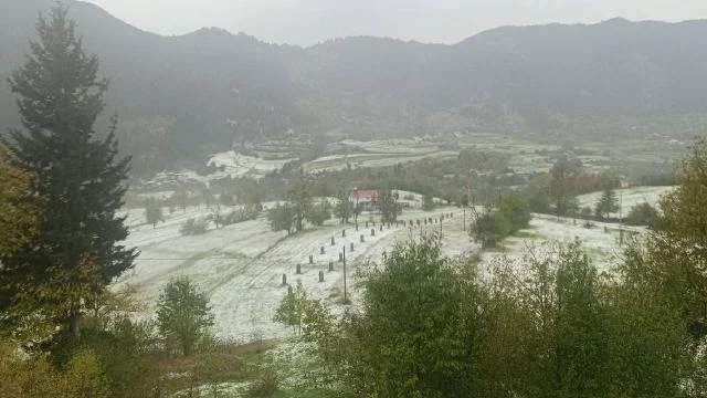 Dolu yağışı Artvin’i beyaz örtüyle kapladı