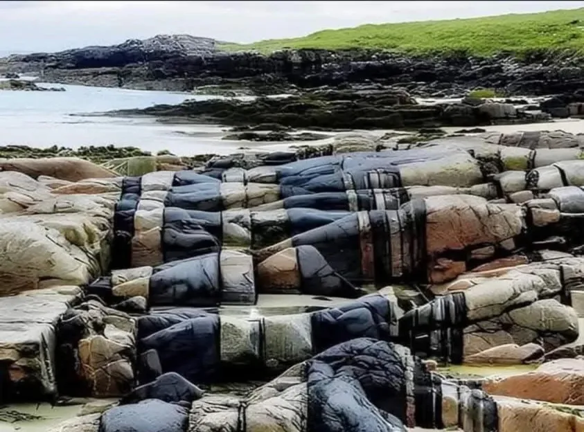 İskoçya’da, Hosta Beach kaya grupları doğanın etkileyici bir gösterisidir