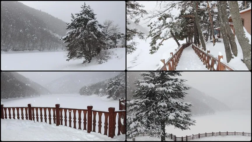 Amasya’da karla kaplanan Boraboy Gölü görüntülendi