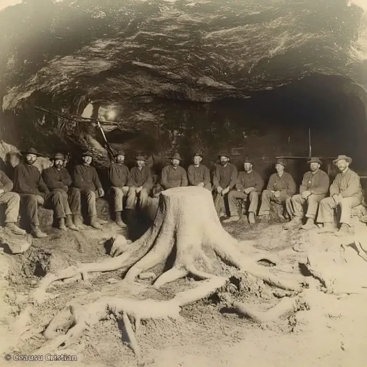 Barre kömür madenin işçileri taşlaşmış bir ağaç kütüğü buldu