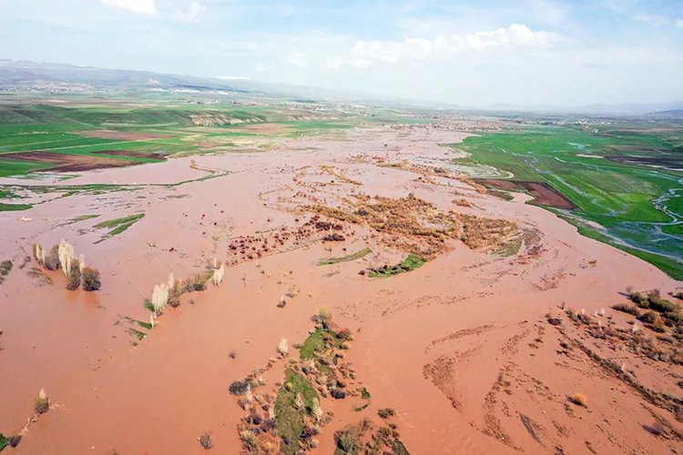 Ağrı’da Murat Nehri’nin taşması sonucu tarım arazilerini su bastı