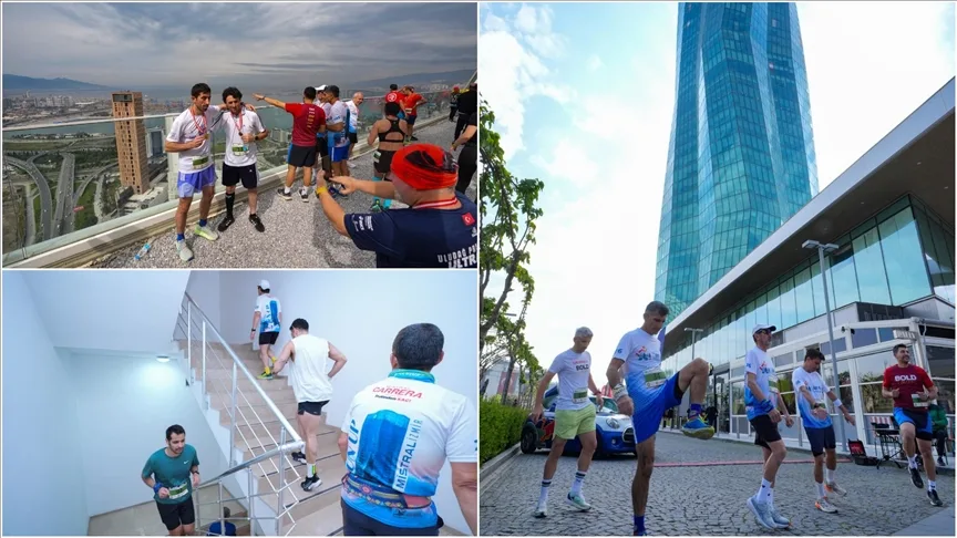 İzmir’de kistik fibrozisli çocuklar için gökdelende tırmanma yarışı düzenlendi