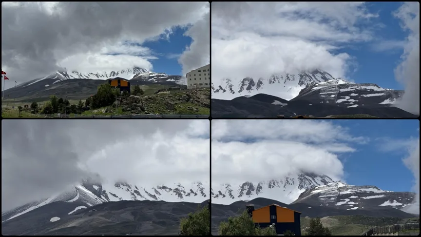 Erciyes Dağı’nın zirvesine kar yağdı