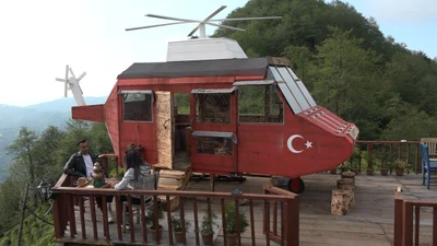 Rizeli’nin dağ başına yaptığı ‘Lazkopter’ ilgi odağı oldu