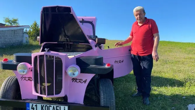 Çapa makinesi motoru kullanarak 15 günde sıfırdan otomobil yaptı
