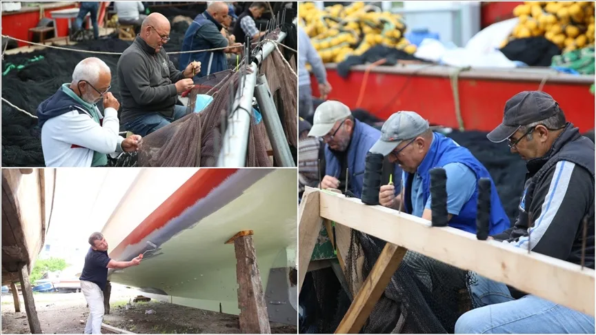 Karadenizli balıkçılar bakım mesaisine erken başladı