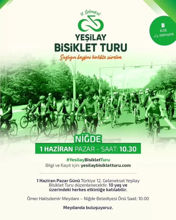 Niğde’de, Yeşilay Bisiklet Turunda Sağlıklı Yaşam İçin Pedal Çeviriliyor