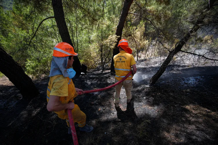 “Alev savaşçıları” ağaçlara siper oldu