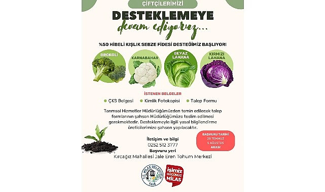 Yüzde 50 Hibelı Kışlık Sebze Fidesi Başvuruları Başlıyor