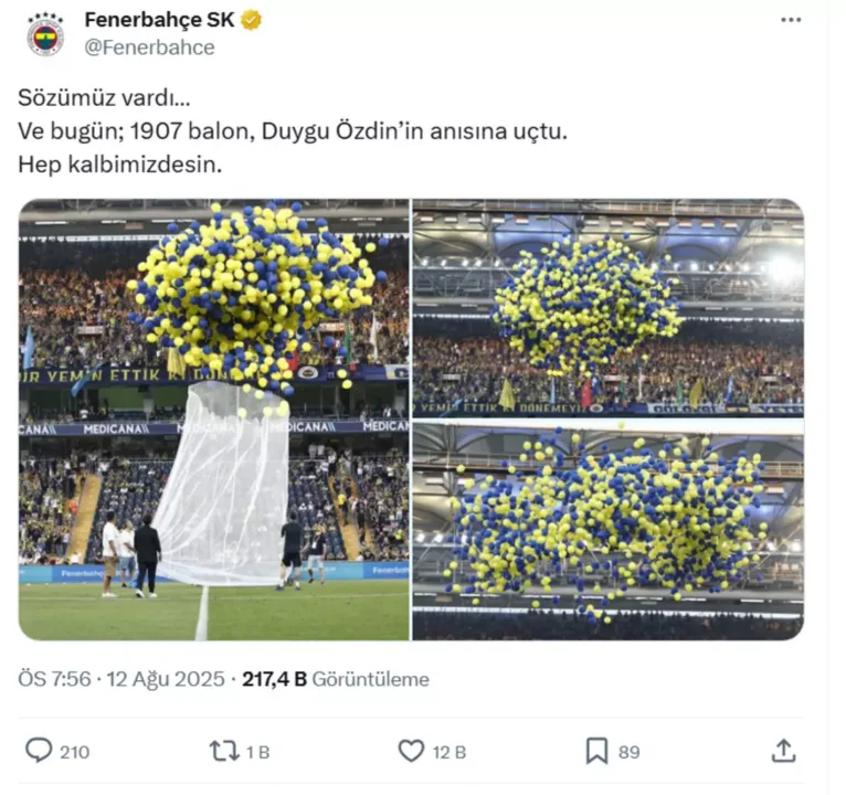 Fenerbahçe’den anlamlı paylaşım! Kanser sebebiyle hayata veda eden Fenerbahçeli Duygu Özdin için duygusal hareket…
