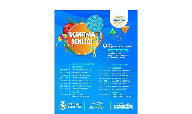 Selçuklu Seyir Tepesi hafta sonu uçurtma şenliğine ev sahipliği yapacak