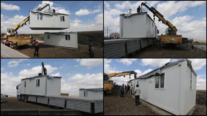 Deprem bölgesinden getirilen konteynerler Kars’ta çobanlar için yaşam alanı oluyor