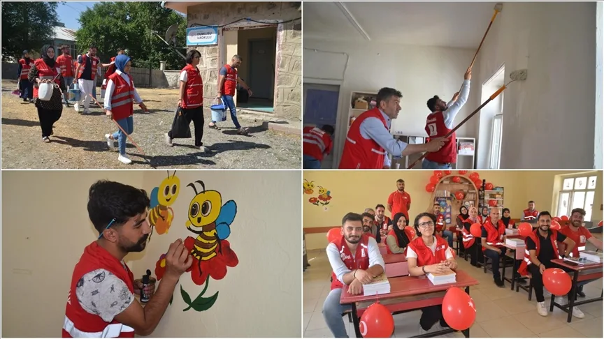 Türk Kızılay gönüllüleri Muş’taki köy okulunu öğrenciler için yeniledi