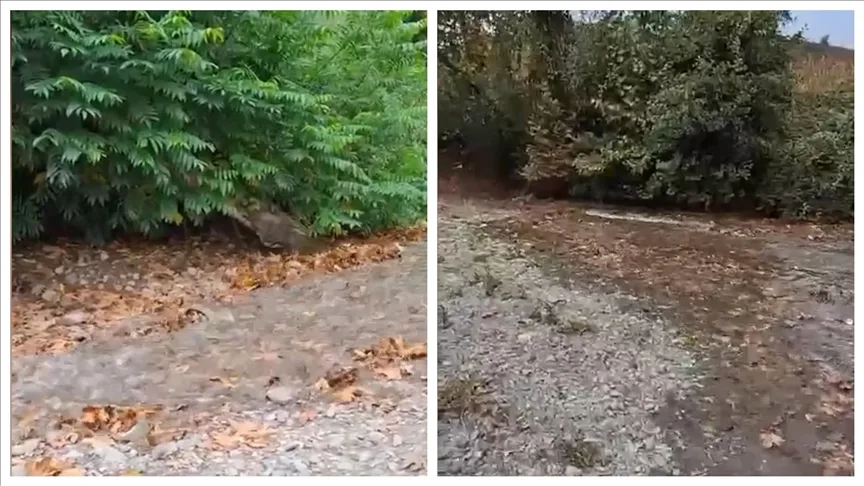 Kuraklıktan etkilenen Maden Deresi’nin suyla buluştuğu an vatandaş tarafından kaydedildi