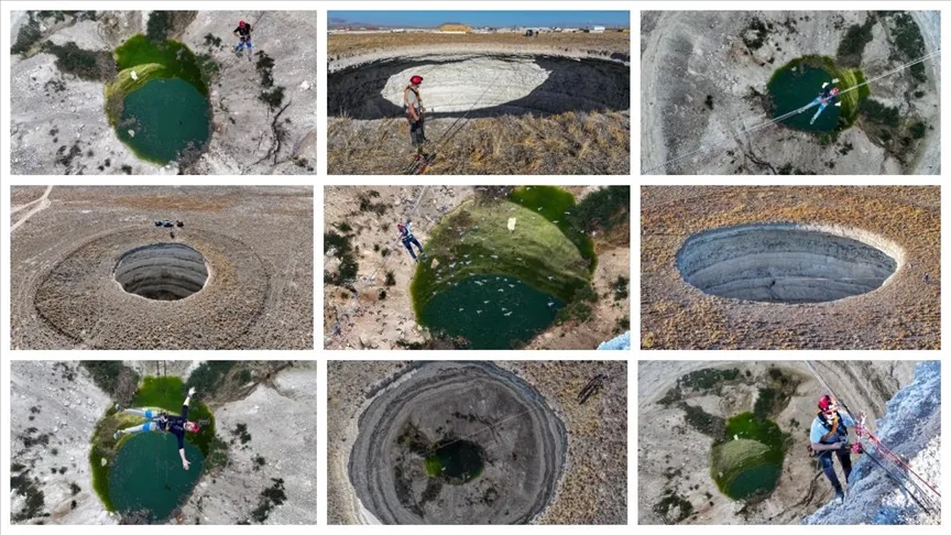 Zirvelerden yerin derinliğine inen dağcılar obruk tehlikesine dikkati çekti