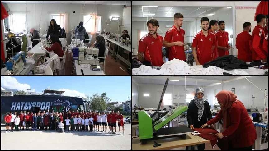 Depremzede kadınlar, Hatayspor’un genç futbolcuları için forma dikiyor