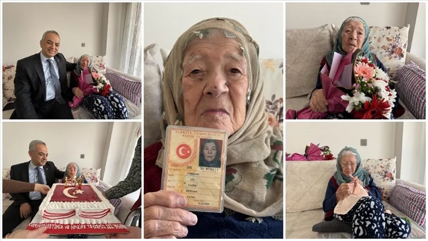 Cumhuriyet ile yaşıt Nazife nine yaşama sevinciyle yıllara meydan okuyor