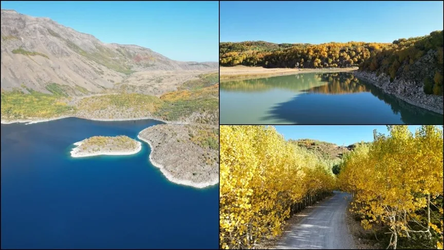 Nemrut Krater Gölü’nün çevresi sonbahar renklerine büründü