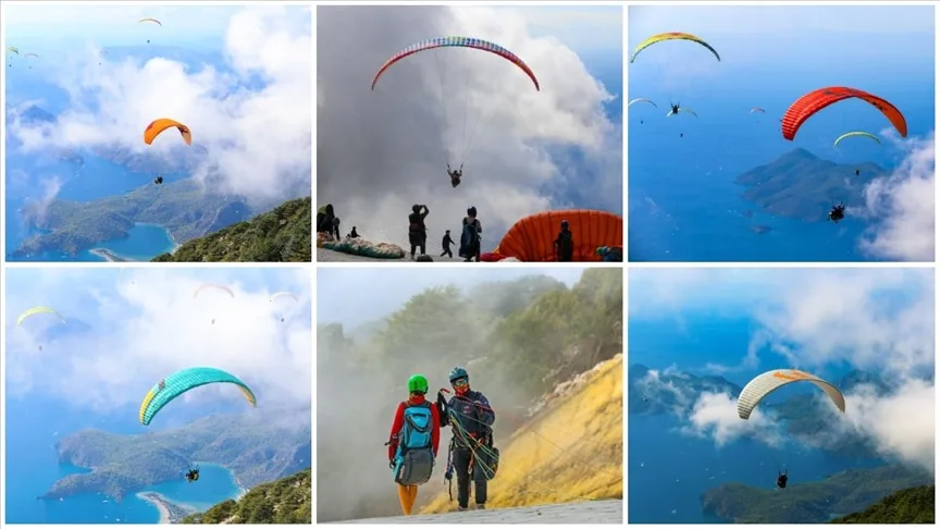 Çinli turistler “Altın Hafta” tatilinde Babadağ’da yamaç paraşütü uçuşlarını artırdı