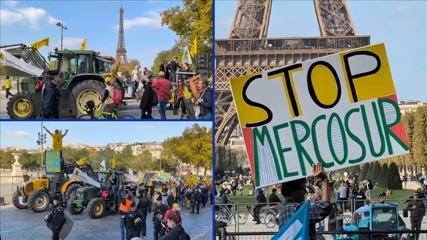 Fransa’da AB-MERCOSUR anlaşmasına karşı çıkan çiftçiler eylemde