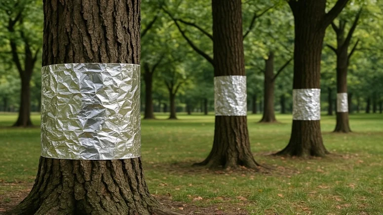 Bahçenizdeki ağaçların gövdesine alüminyum folyo sarın
