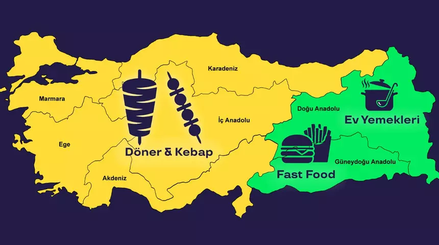Türkiye’nin lezzet haritası ortaya çıktı! Döner ve kebap zirvede yer aldı