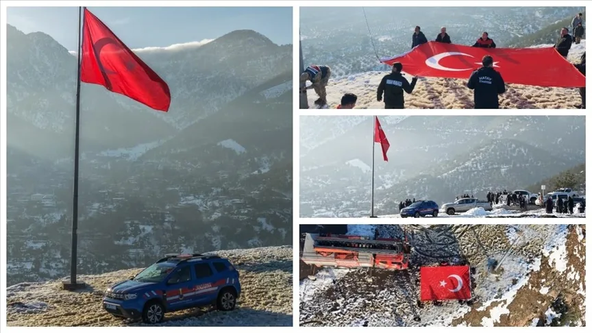 Amanos Dağları’nın eteklerindeki yıpranan Türk bayrağı değiştirildi