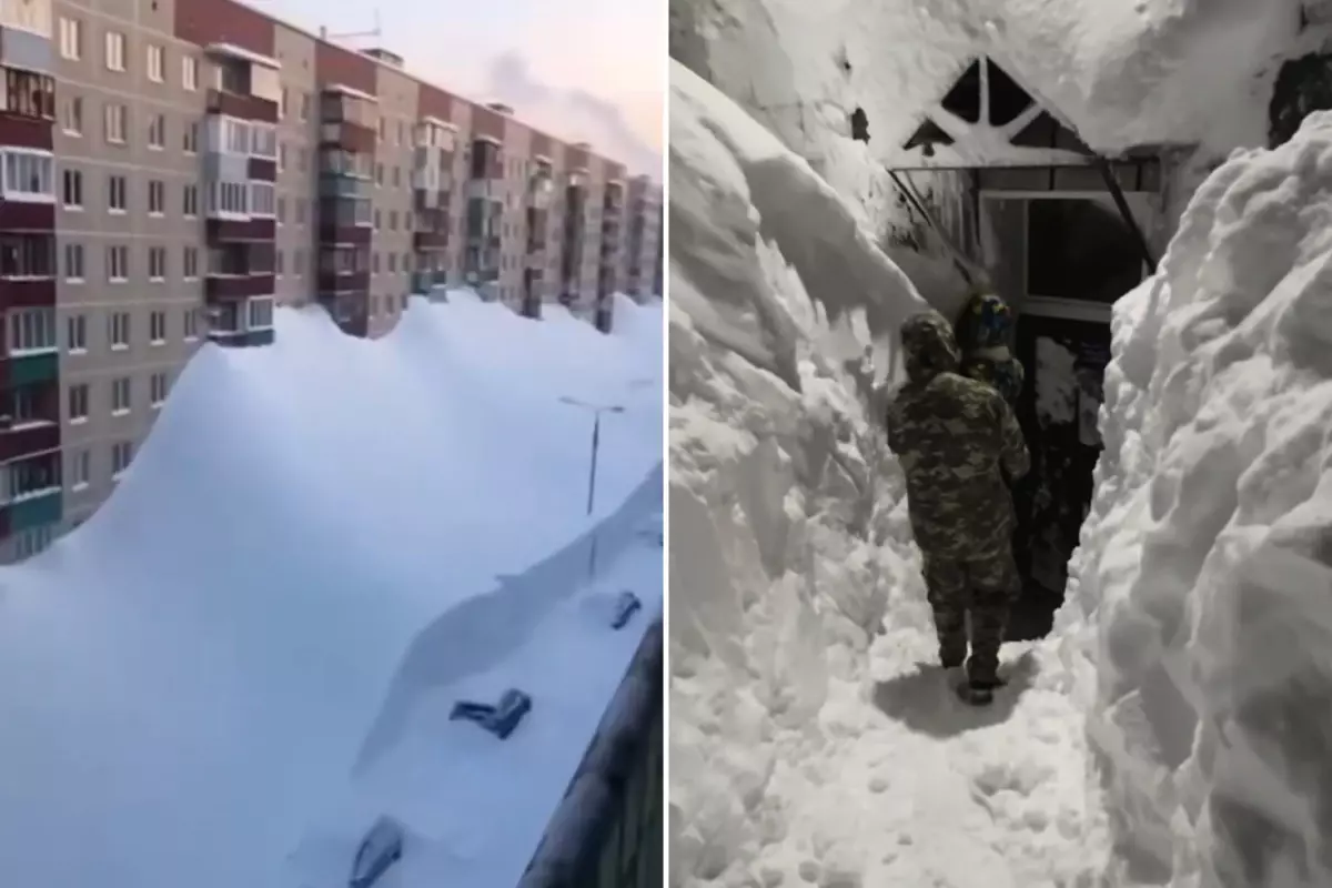 Kamçatka’da buzul çağını aratmayan görüntüler! Kar kalınlığı 4. kata kadar çıktı