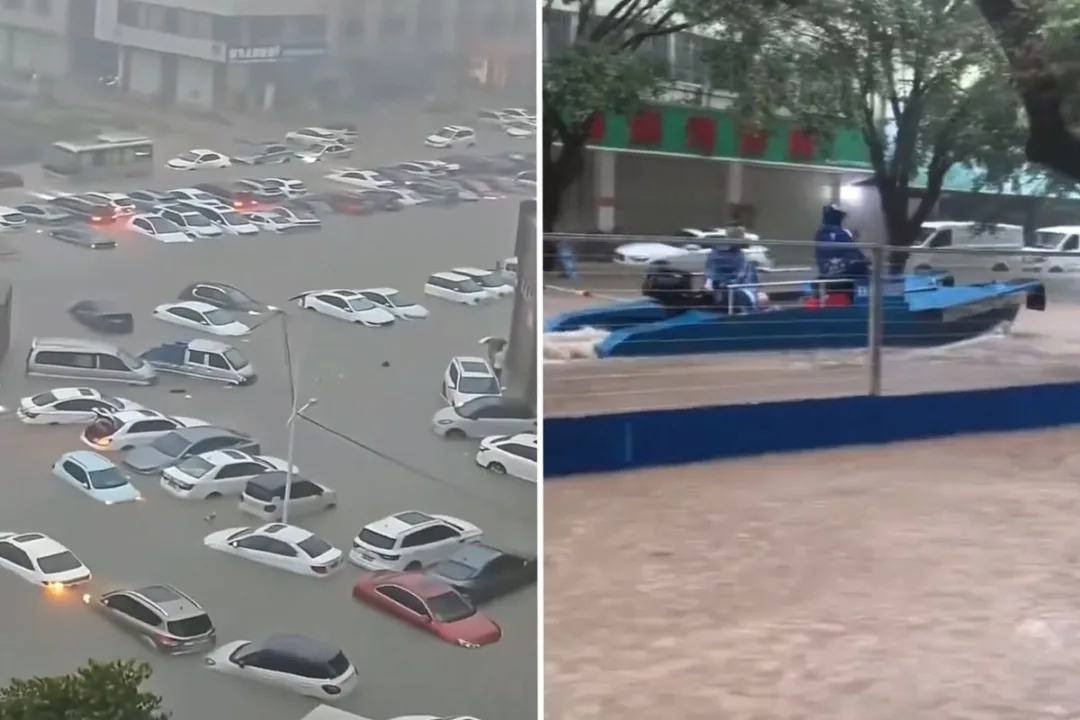 Çin’in Qinzhou şehri tamamen sulara gömüldü