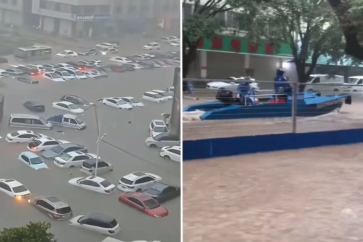 Çin’in Qinzhou şehri tamamen sulara gömüldü