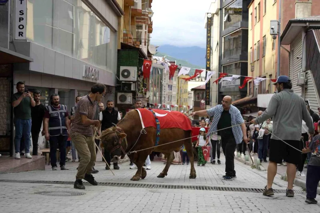 “Kafkasör Festivali” boğalı kortej yürüyüşüyle başladı